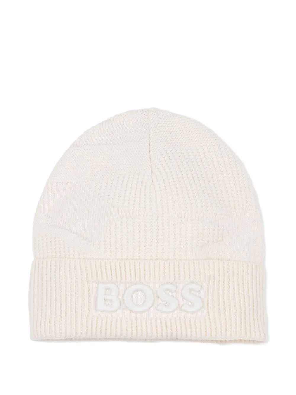 BOSS Kidswear Geribbelde muts met logo Wit