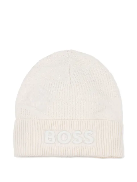 BOSS Kidswear ribbed logo beanie
