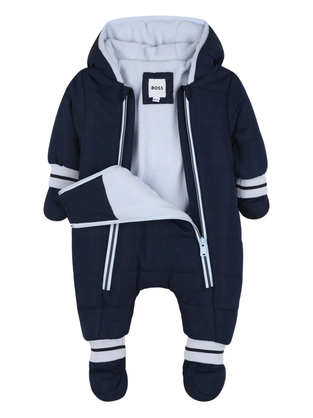 BOSS Kidswear Gewatteerde jumpsuit met capuchon Blauw