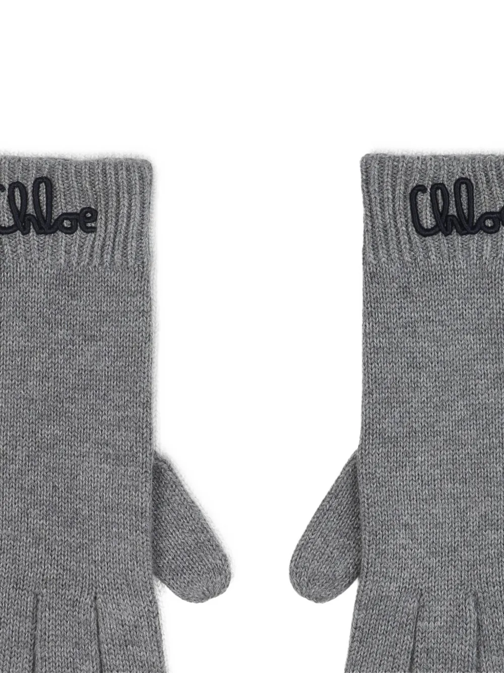 Chloé Kids Handschoenen met geborduurd logo Grijs