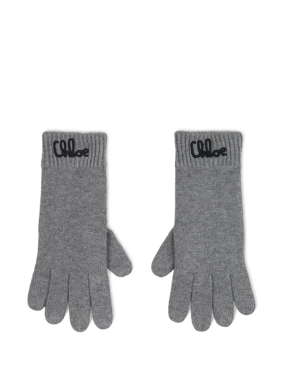 Chloé Kids Handschoenen met geborduurd logo Grijs