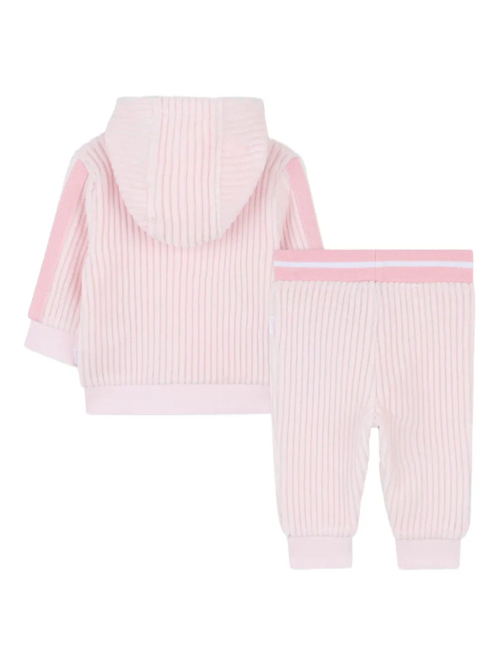 BOSS Kidswear Geribbelde trainingspak met capuchon Roze
