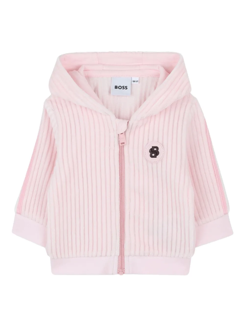 BOSS Kidswear Geribbelde trainingspak met capuchon Roze