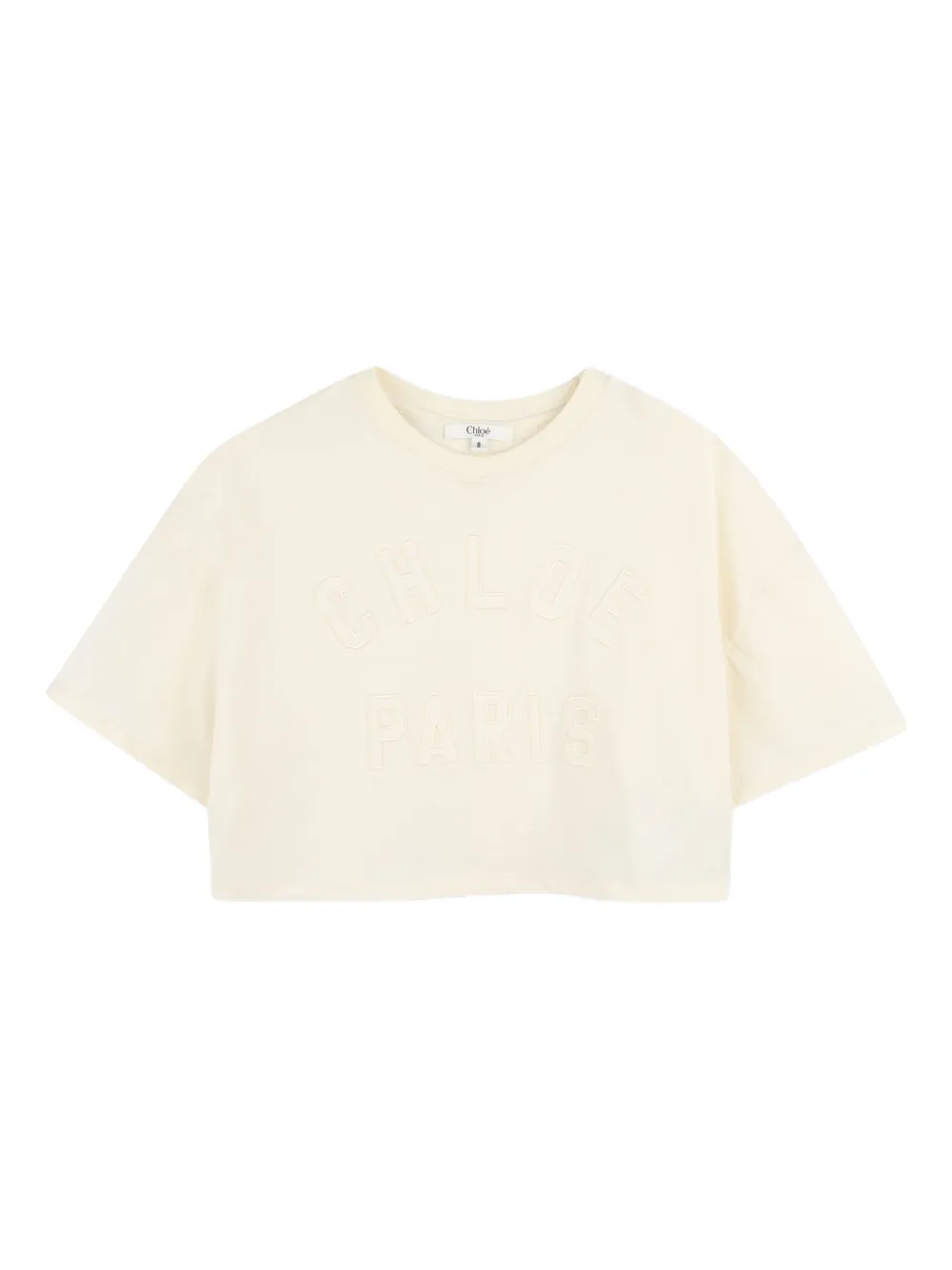 Chloé Kids Cropped T-shirt met logo-reliëf Beige