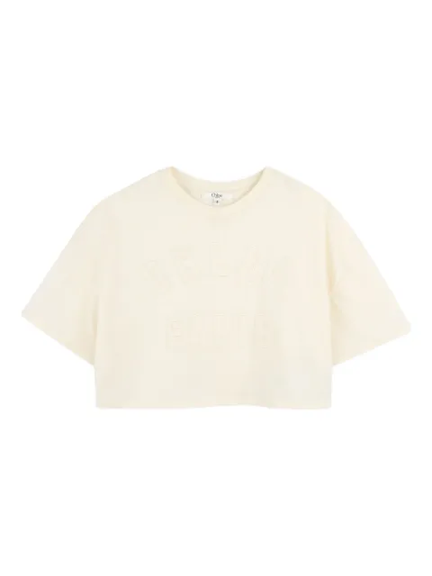 Chloé Kids T-shirt crop con logo goffrato