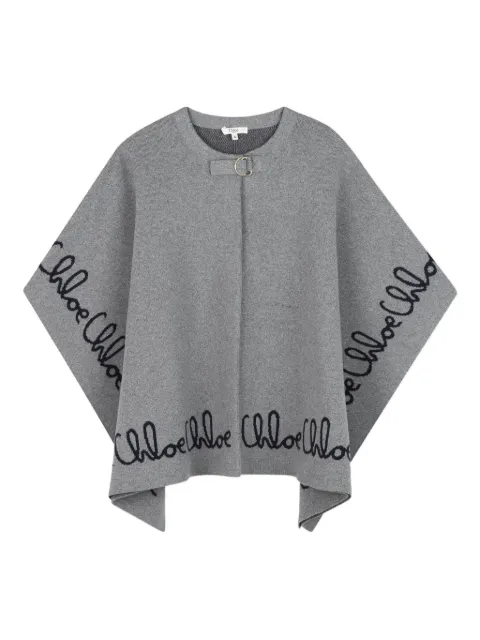 Chloé Kids logo-embroidered poncho