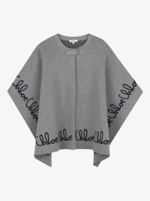 Chloé Kids logo-embroidered poncho