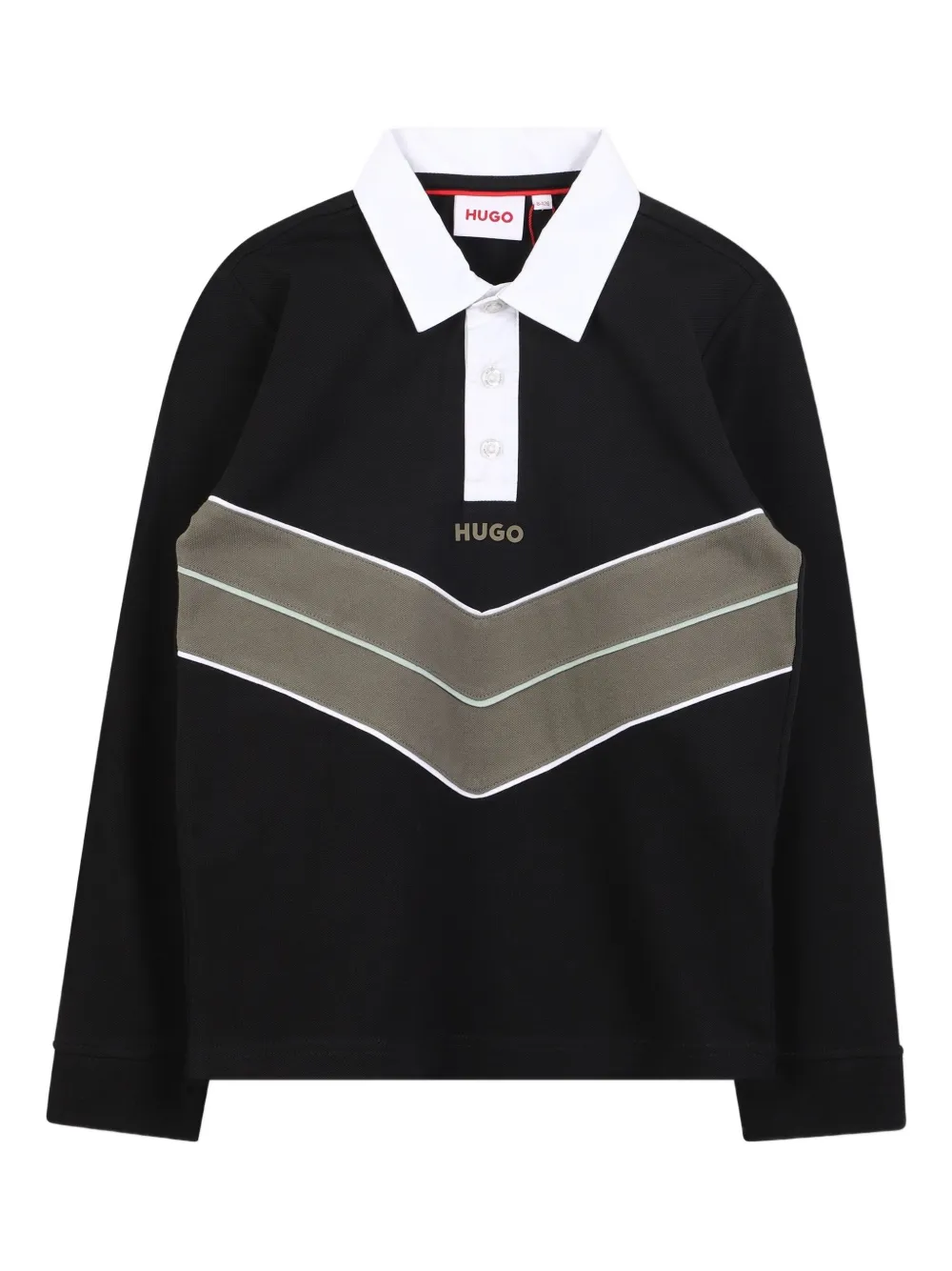 HUGO KIDS Poloshirt met chevron vlak en lange mouwen Zwart