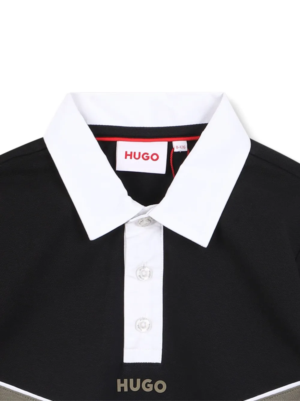 HUGO KIDS Poloshirt met chevron vlak en lange mouwen Zwart
