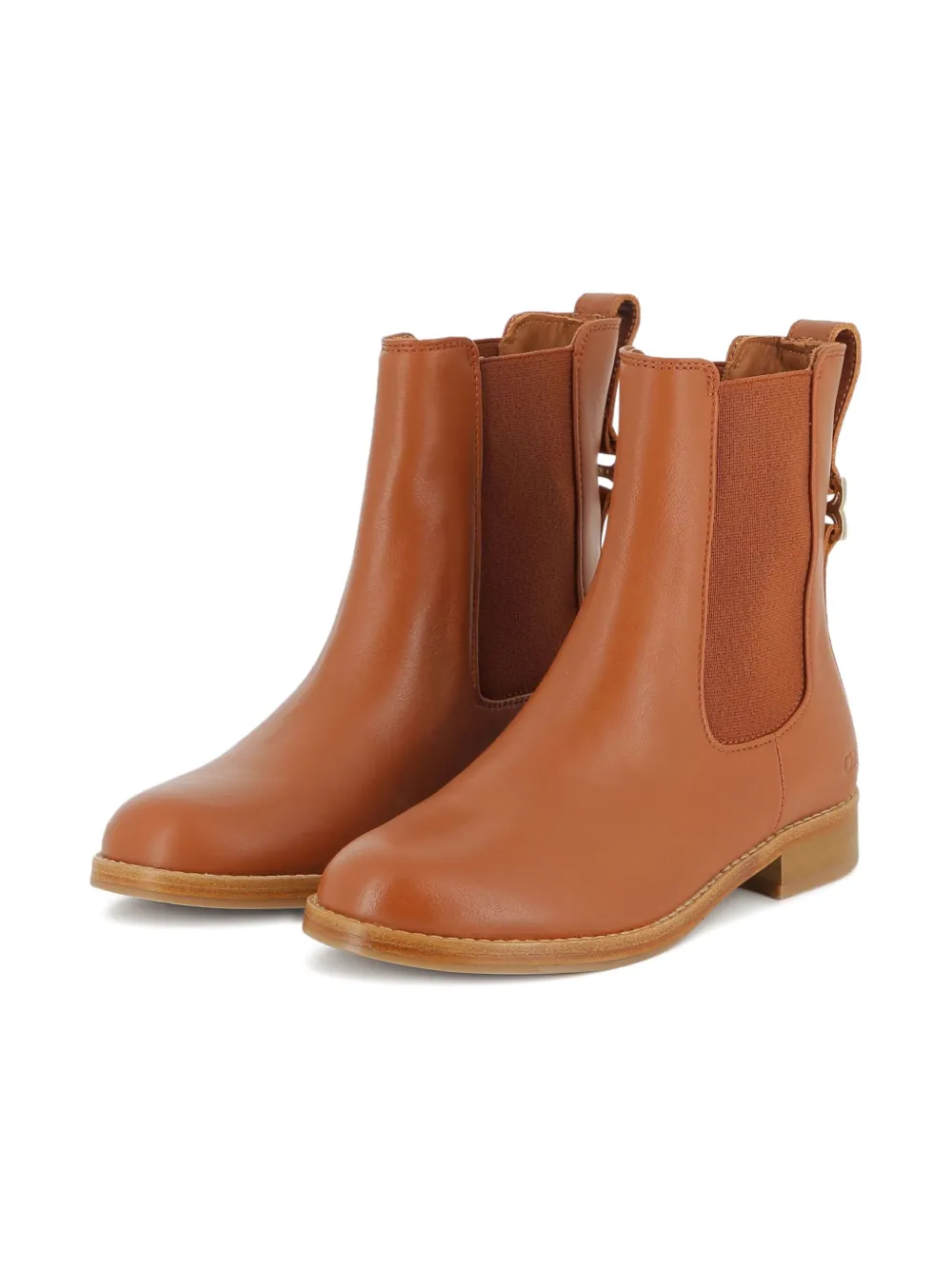 Chloé Kids leather Chelsea boots Brown