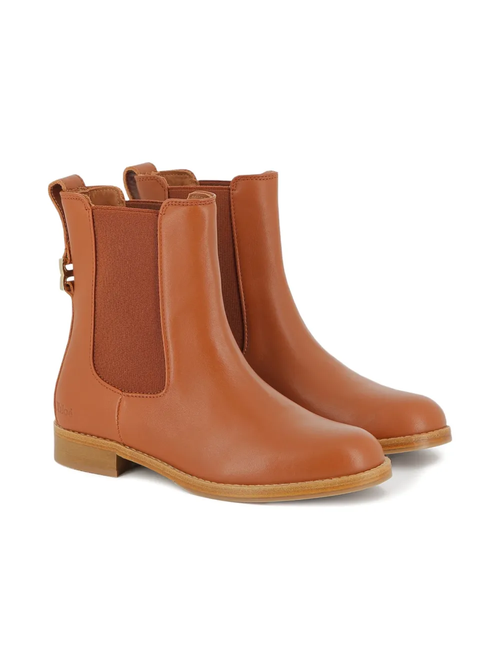 Chloé Kids leather Chelsea boots Brown