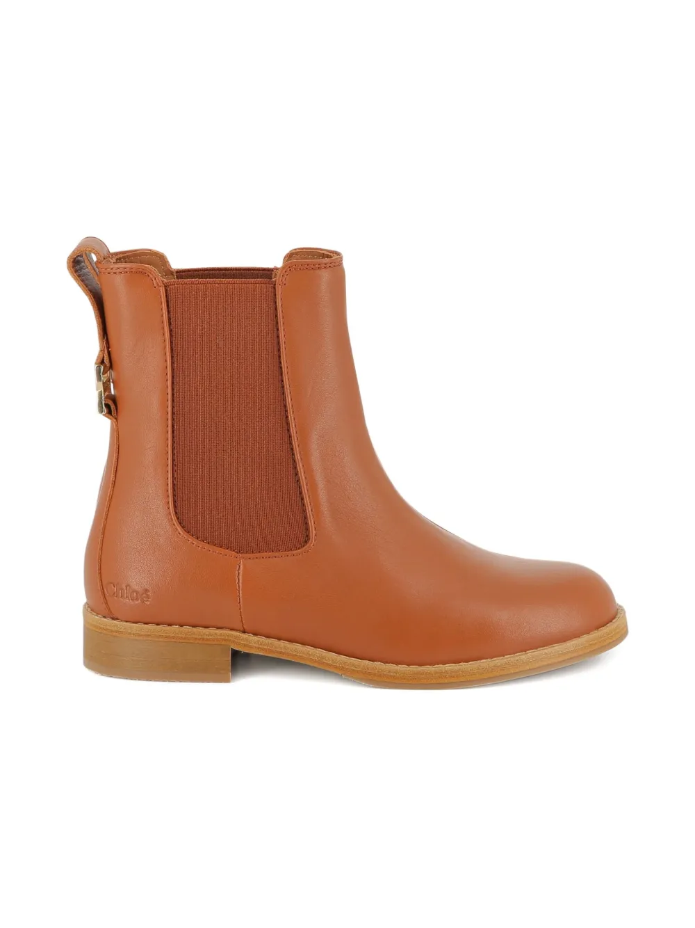 Chloé Kids leather Chelsea boots Brown