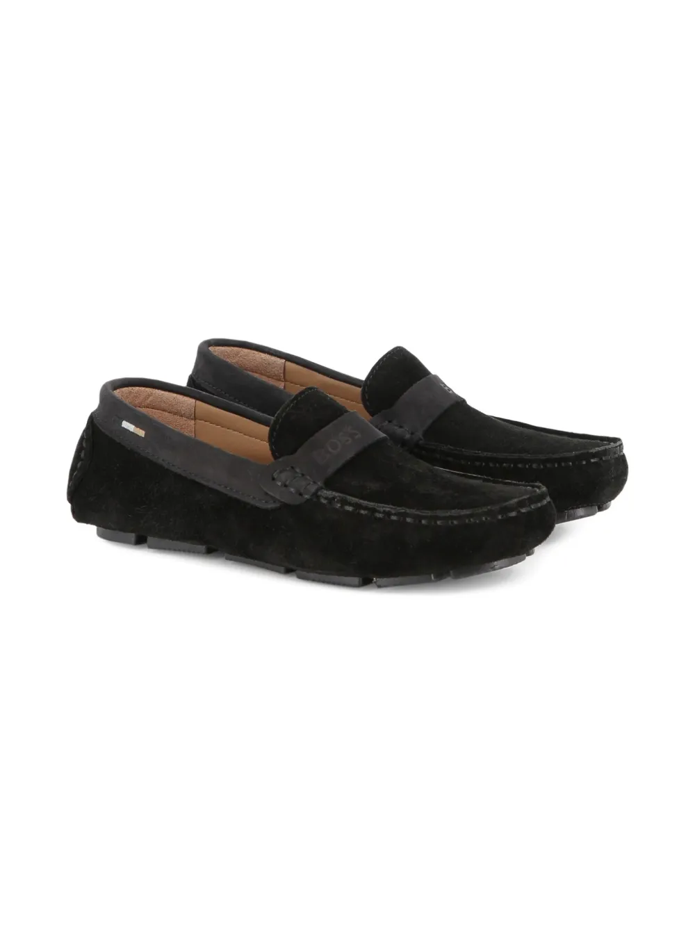 BOSS Kidswear suede loafers Black