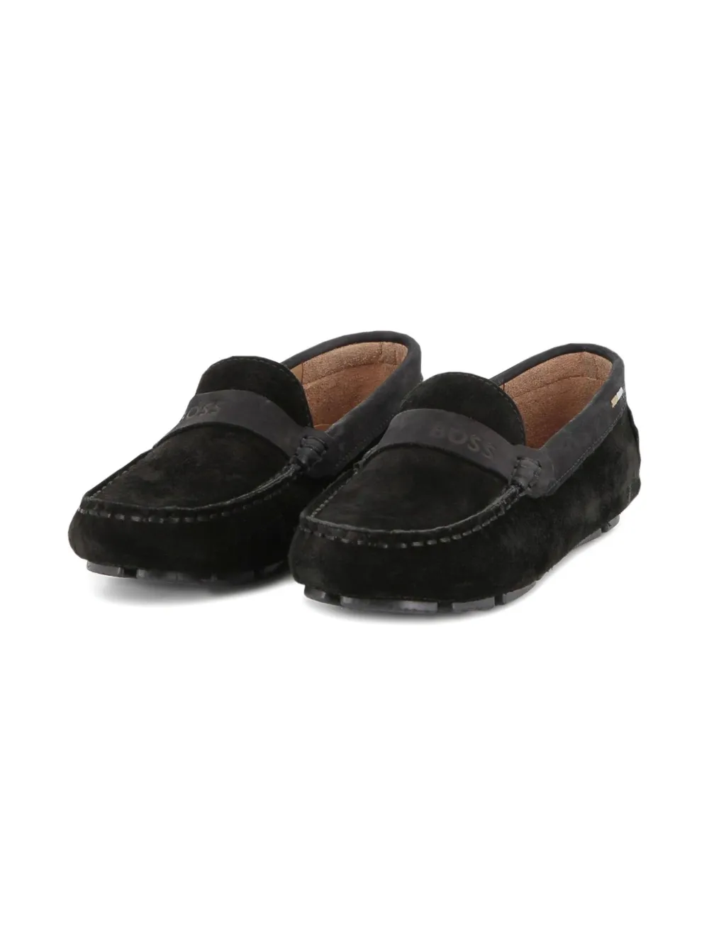 BOSS Kidswear suede loafers Black