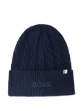 BOSS Kidswear cable-knit beanie hat - Blue