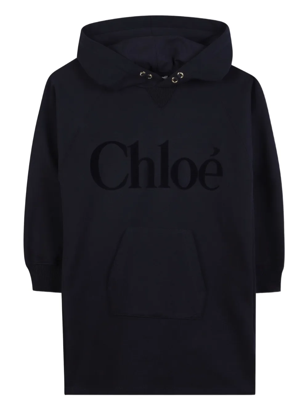 Chloé Kids logo-print hooded dress | Blue | Image 1