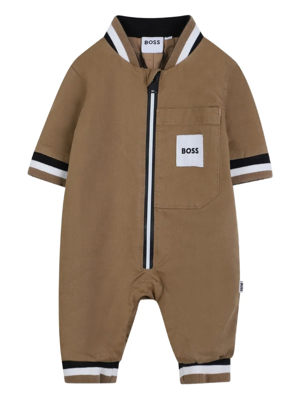 BOSS Kidswear Romper met korte mouwen en rits Bruin