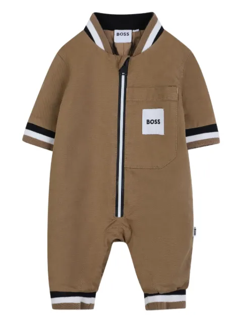 BOSS Kidswear zip-up short-sleeve romper