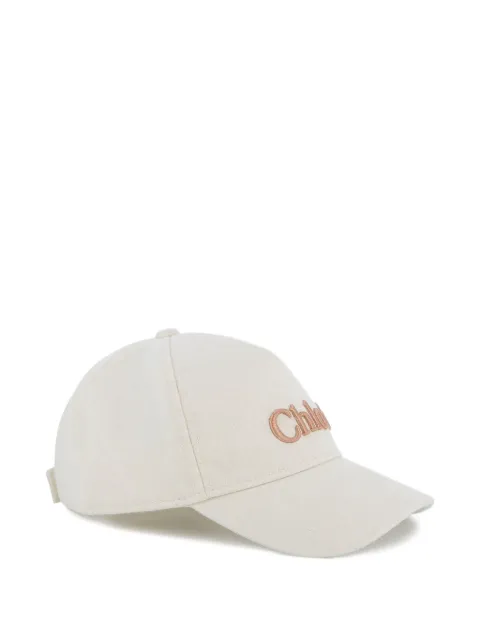 Chloé Kids Boné de algodão com logo bordado
