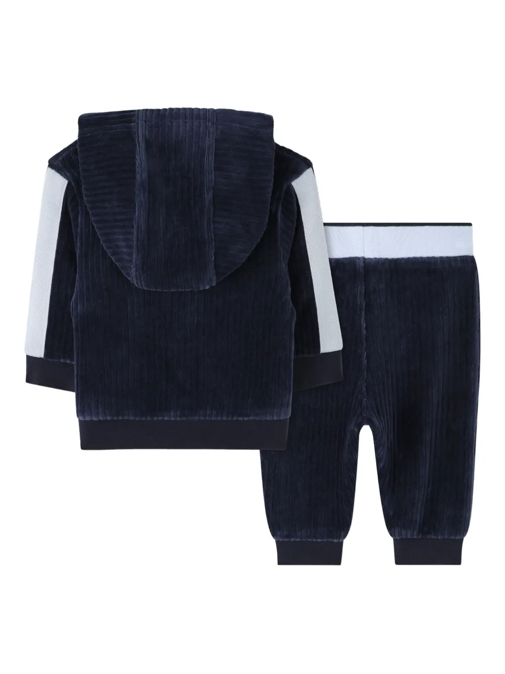 BOSS Kidswear Ribfluwelen trainingspak met capuchon Blauw
