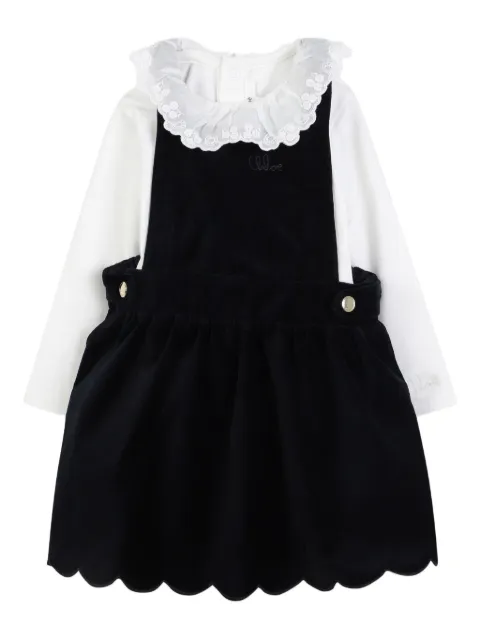 Chloé Kids vestido manga larga con volantes en el cuello