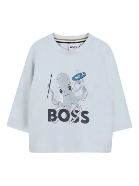 BOSS Kidswear تيشيرت بأكمام طويلة وطبعة أخطبوط