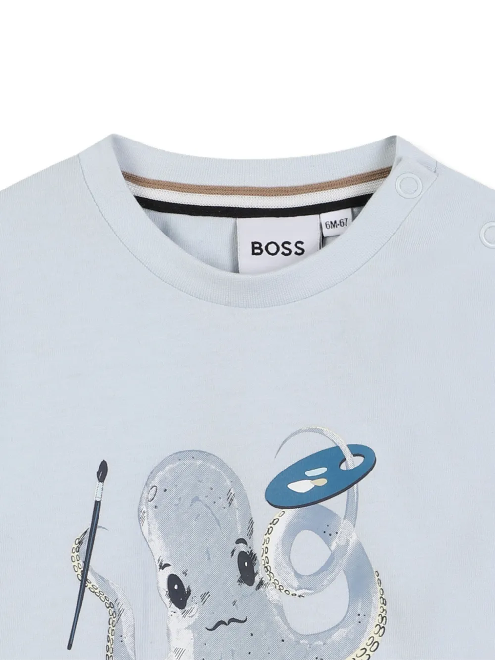 BOSS Kidswear T-shirt met octopusprint en lange mouwen Blauw