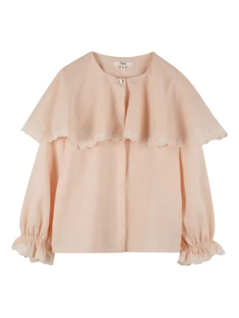 Chloé Kids floral-embroidered layered blouse