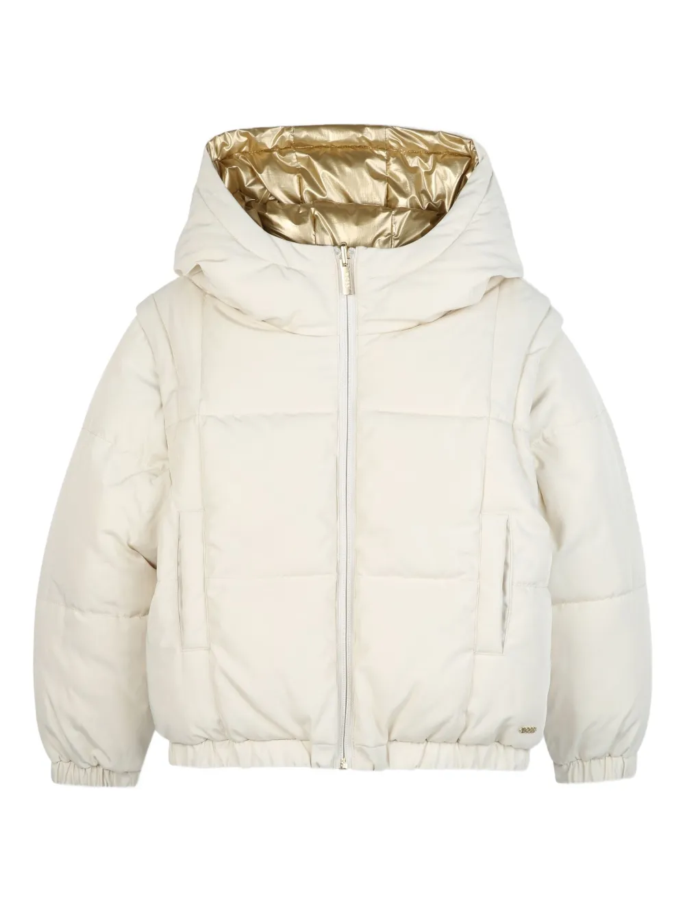 BOSS Kidswear Omkeerbaar metallic donsjack Wit