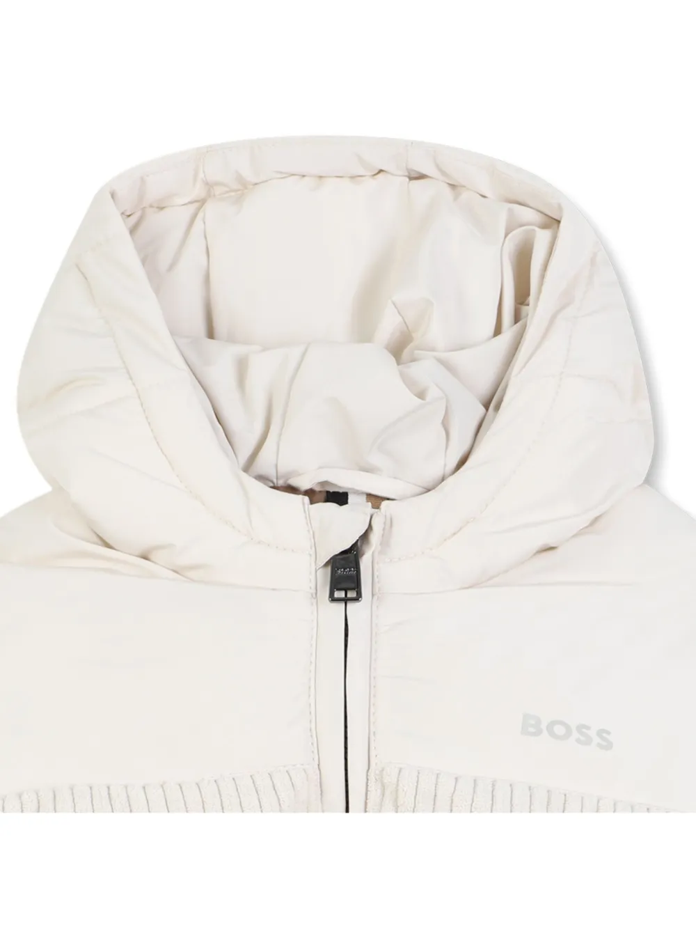 BOSS Kidswear Geribbeld donsjack Wit