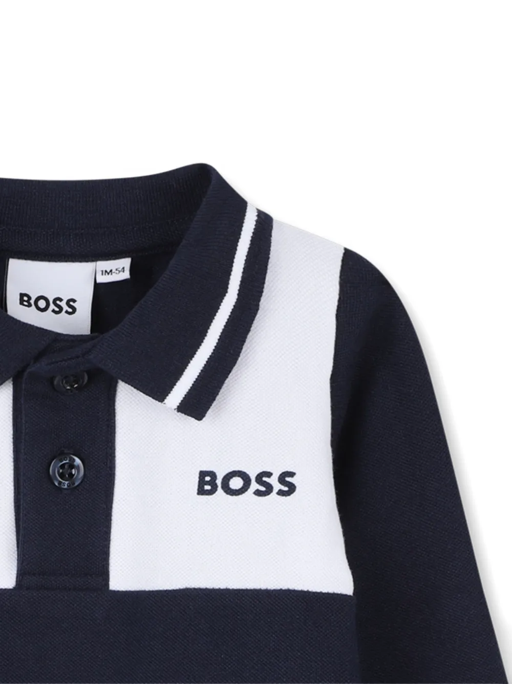 BOSS Kidswear Romper met contrasterend vlak en korte mouwen Blauw