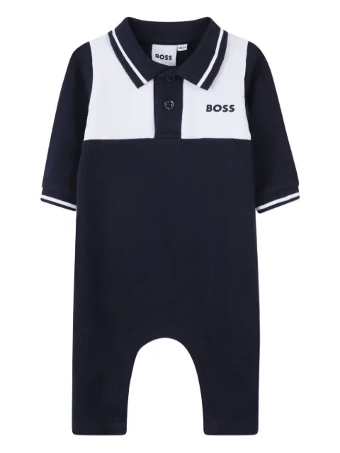 BOSS Kidswear contrast-panel short-sleeve romper