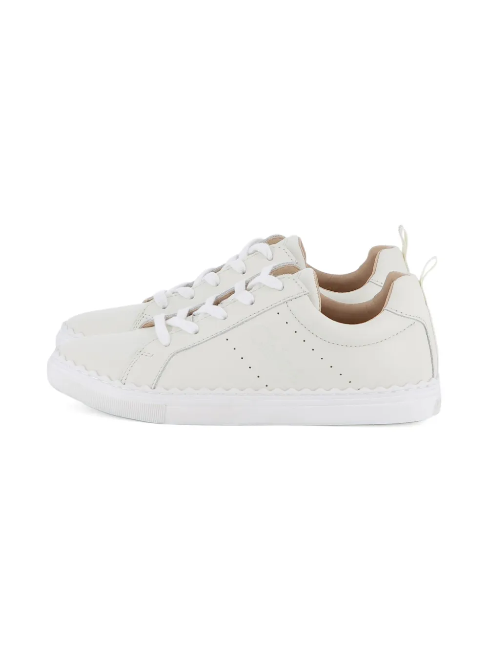 Chloé Kids perforated white lace-up sneakers
