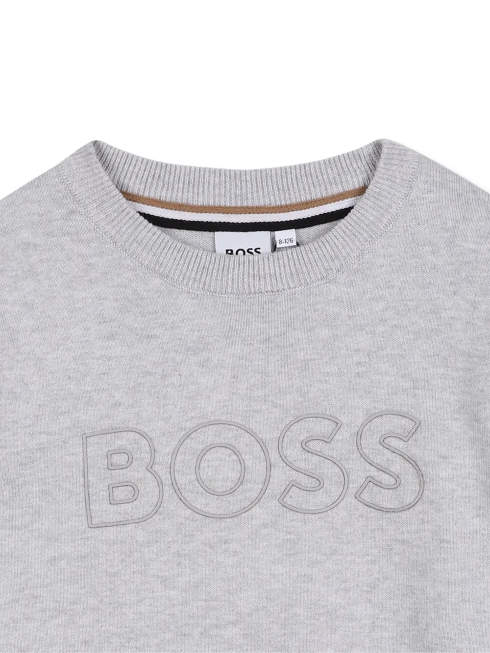 BOSS Kidswear Sweater met logo-reliëf Grijs
