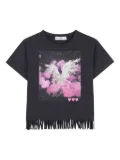 Billieblush fringed graphic T-shirt - Grey