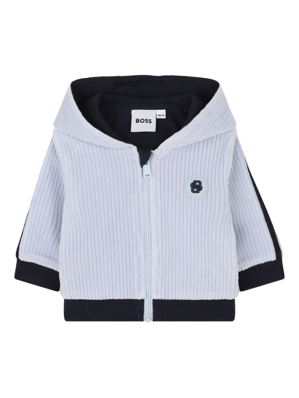 BOSS Kidswear Geribbeld trainingspak met capuchon Blauw