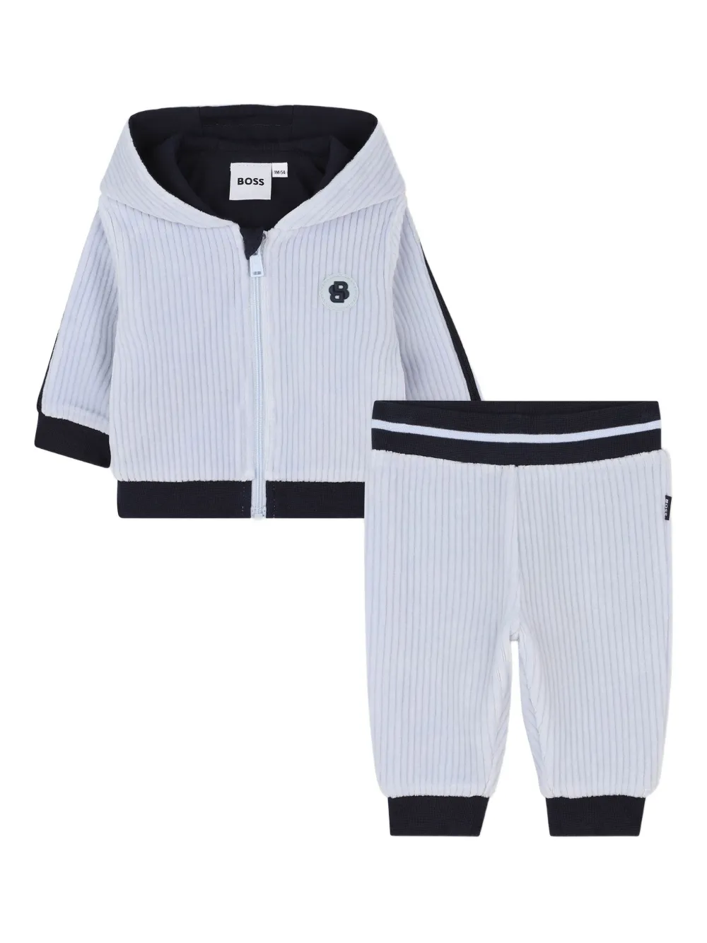 BOSS Kidswear Geribbeld trainingspak met capuchon Blauw