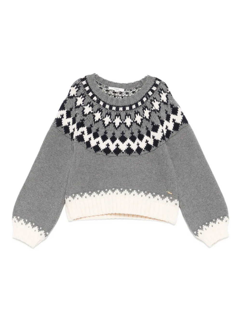 Chloé Kids patterned cropped sweater | Grey | Image 1