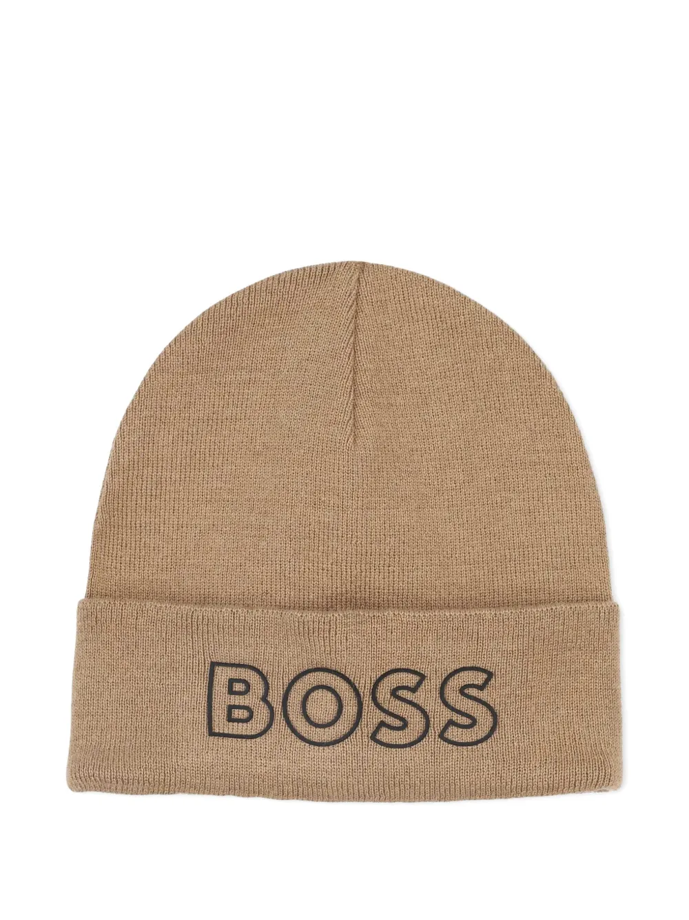 BOSS Kidswear Gebreide muts met logo-reliëf Beige