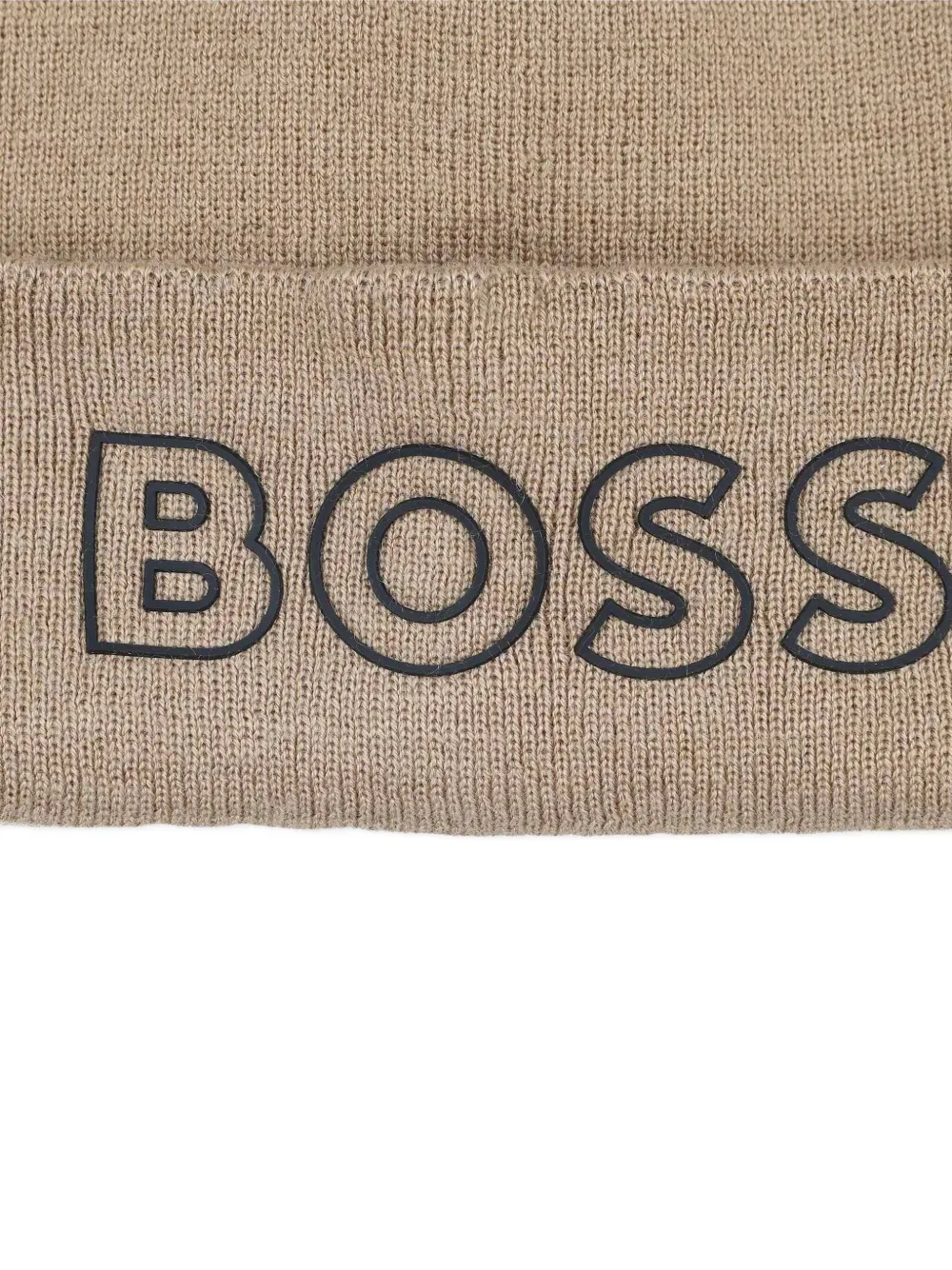 BOSS Kidswear Gebreide muts met logo-reliëf Beige