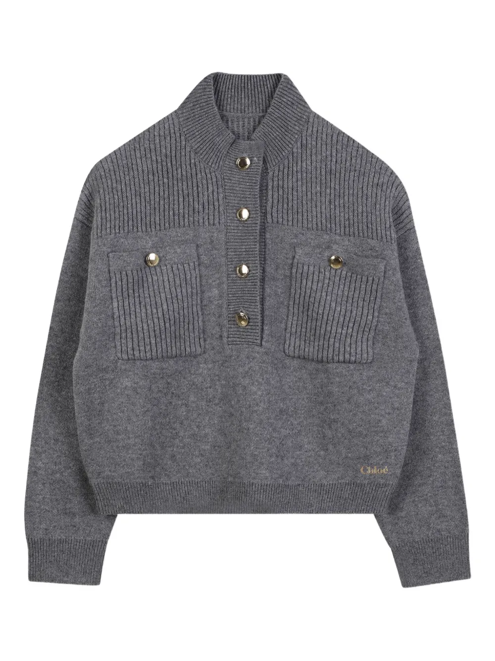 Chloé Kids Trui met kraag met knopen Grijs