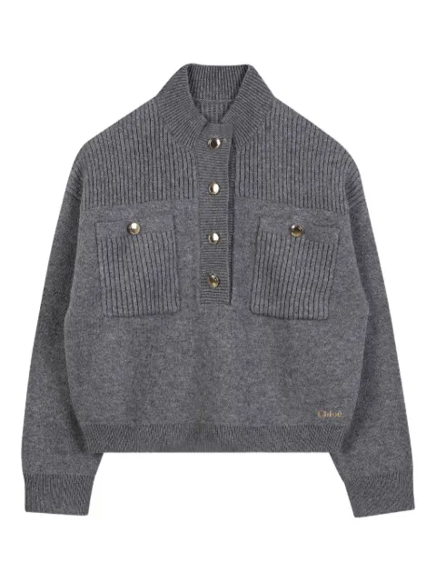 Chloé Kids buttoned-collar sweater