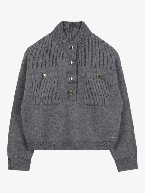 Chloé Kids buttoned-collar sweater