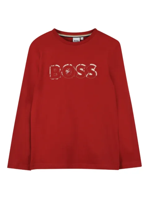 BOSS Kidswear playera manga larga con logo estampado