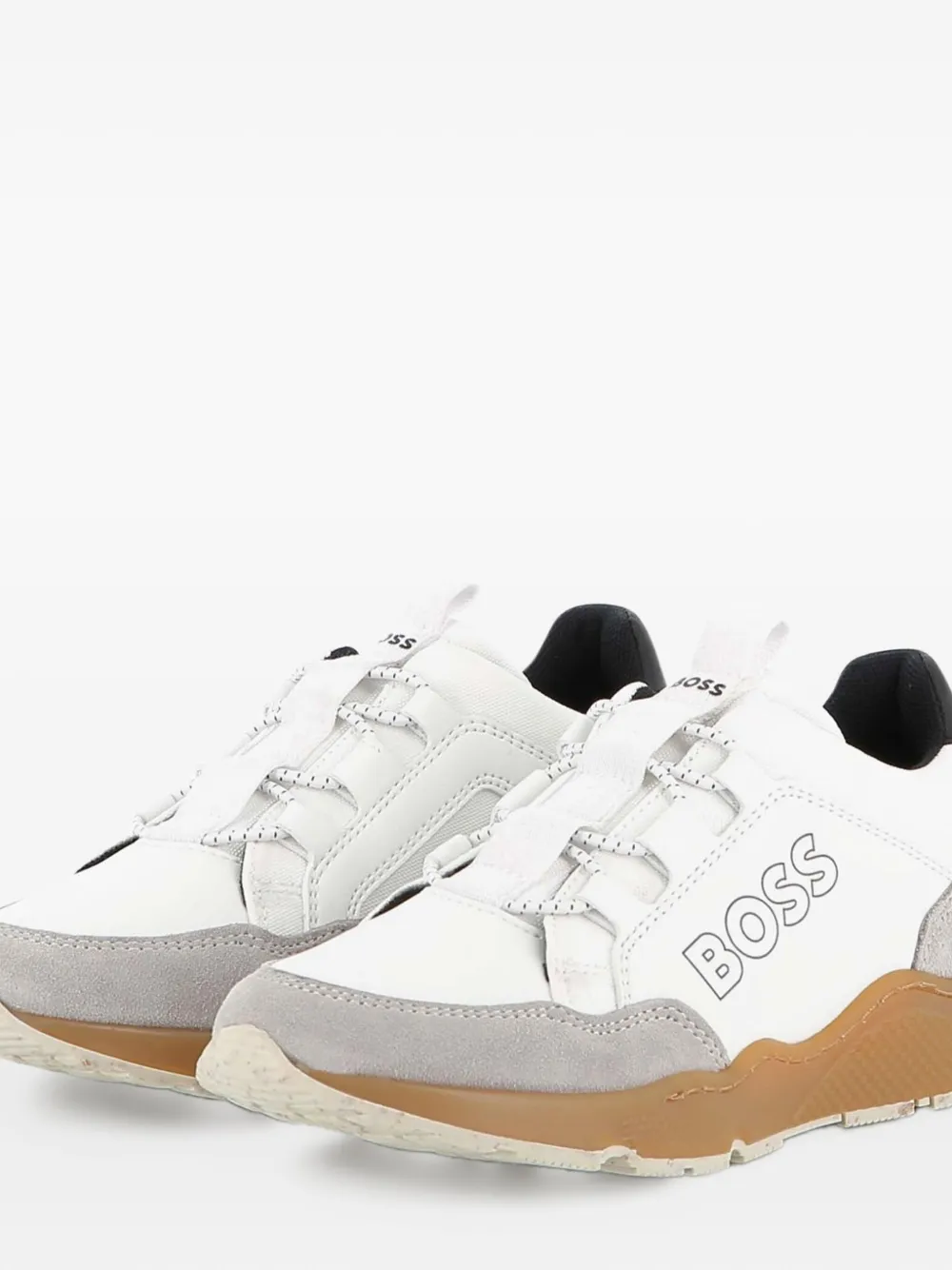 BOSS Kidswear panelled lace-up sneakers White
