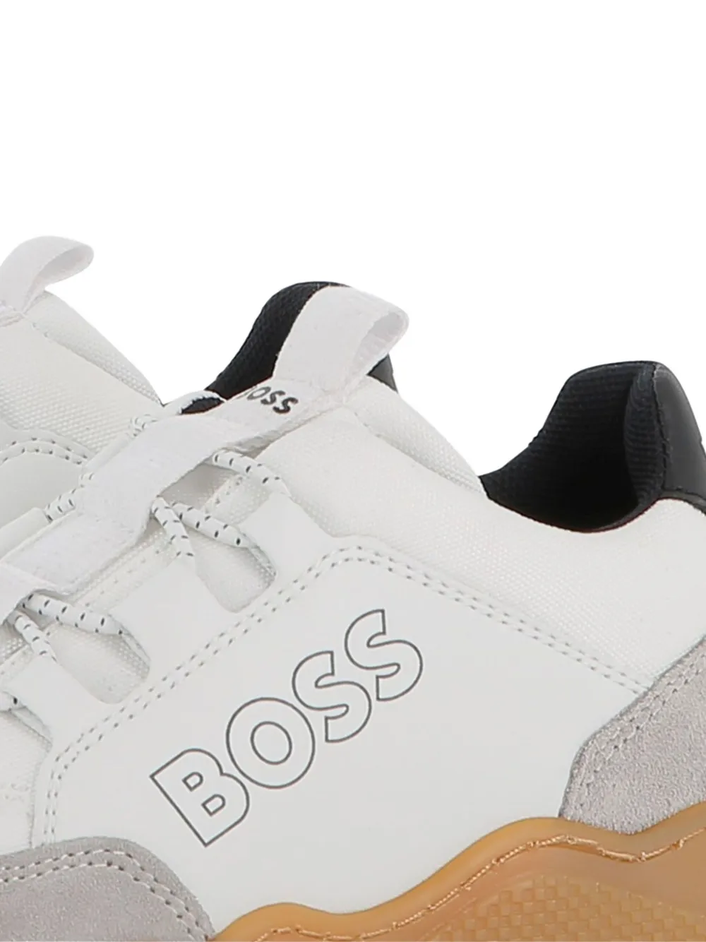 BOSS Kidswear panelled lace-up sneakers White