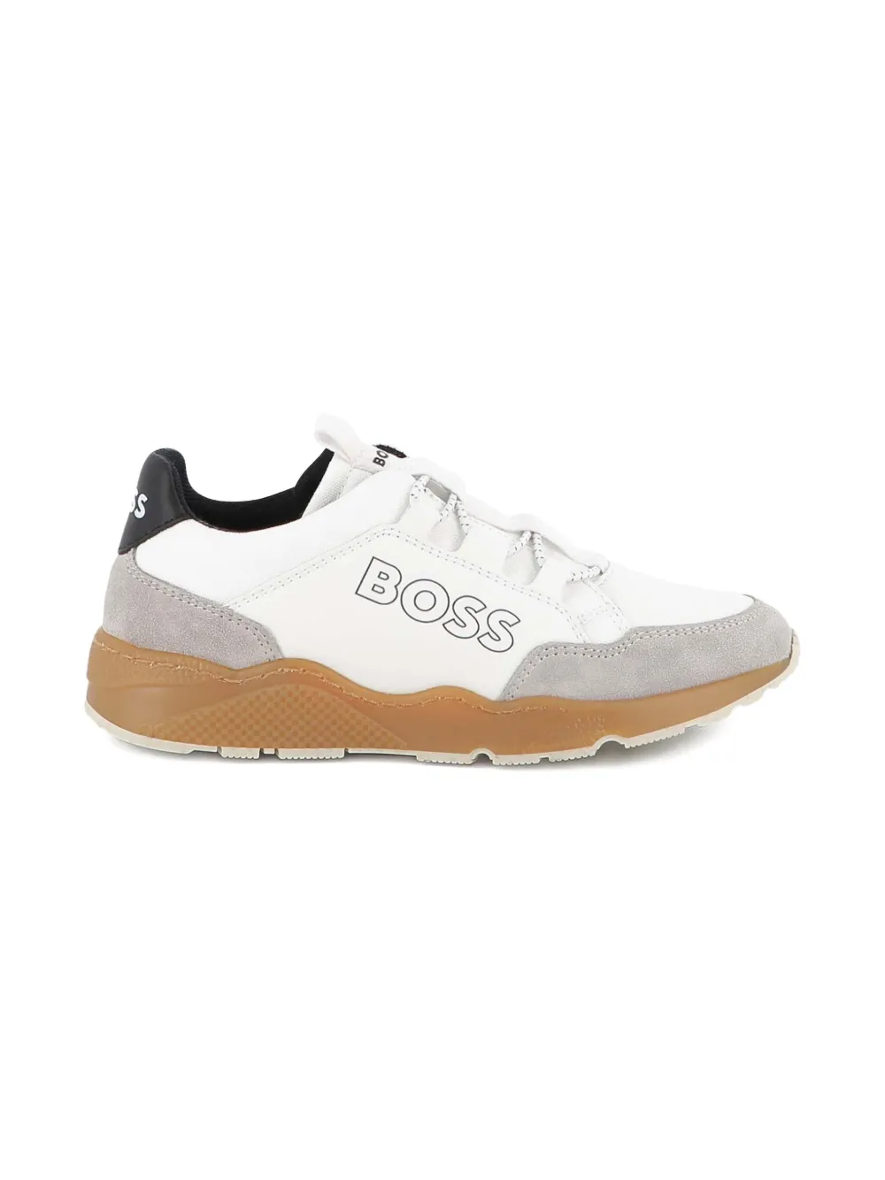 BOSS Kidswear panelled lace-up sneakers White
