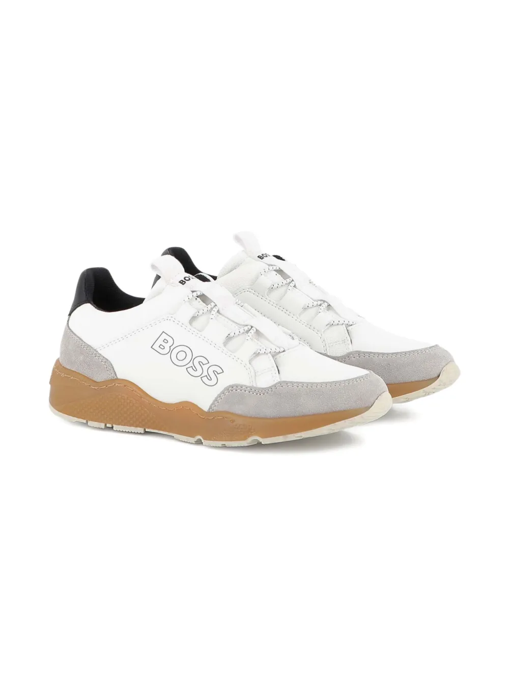 BOSS Kidswear panelled lace-up sneakers White