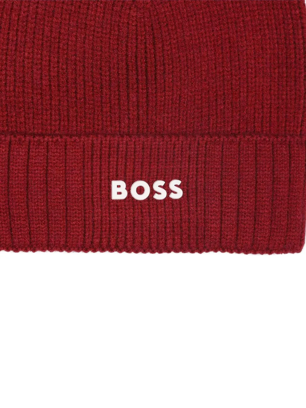 BOSS Kidswear Geribbelde muts Rood