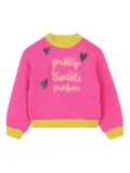 Billieblush slogan-embroidered sweater - Pink